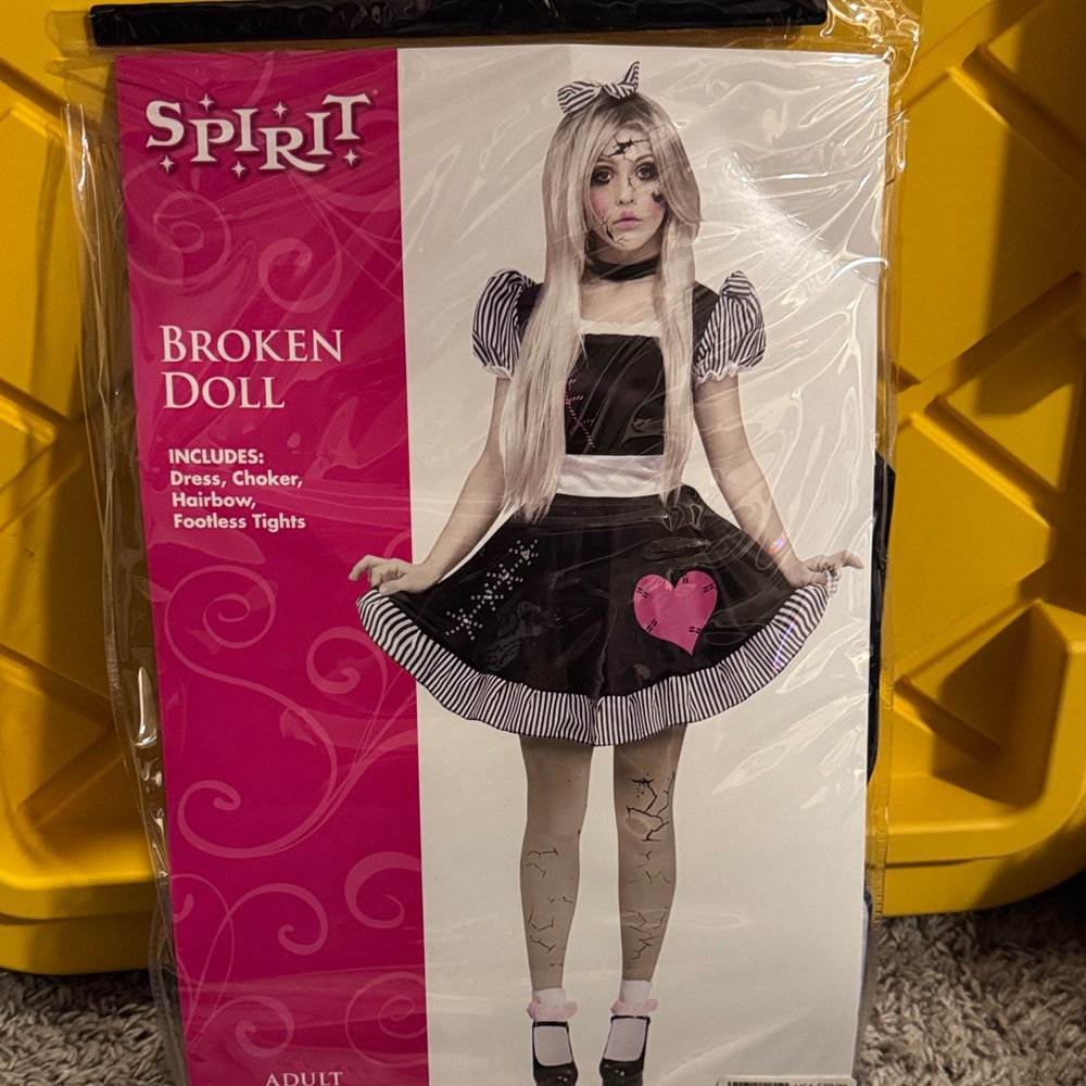 Spirit Broken Doll Halloween Costume - Black and Pink